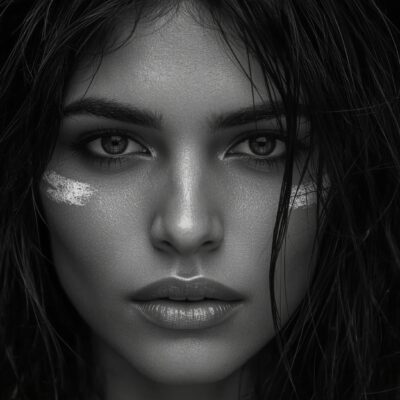 Beautiful American Indian female with warpaint